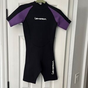 Kids Swim Wetsuit - Black and Purple
